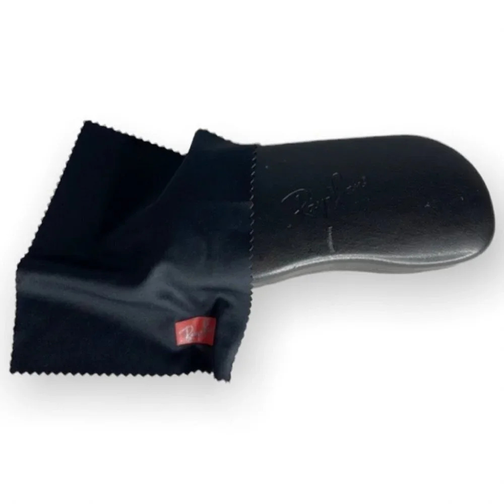RAY-BAN Black Hard Clamshell Glasses/Eyeglasses Case & Wipecloth Logo